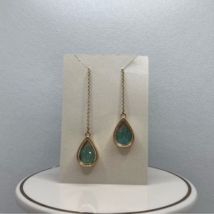 Elegant Gold and Turquoise Threaded Drop Earrings
